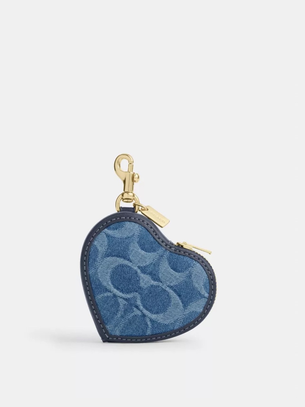 NWT COACH Heart Bag Charm In Signature Denim